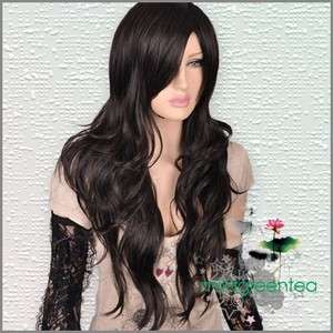 GW073 Costume Show Fashion Black Long Layer Curly Wig  