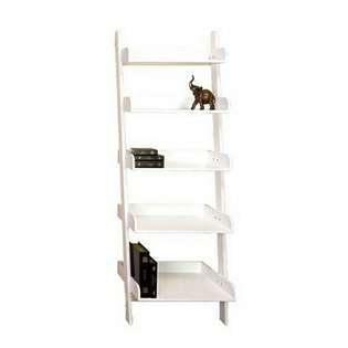 Benzara White Leaning Ladder Wood Display Shelf 76x 30 