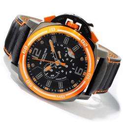   245A Excalibur Chrono Quartz Grey/Orange Dial Black Leather Mens Watch