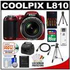 Nikon COOLPIX L810 16.1 MP 3.0inch LCD Digital Camera 4GB Red Bundle