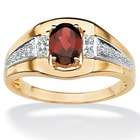   Jewelry 18k Gold/Silver Mens Garnet and Diamond Accent Ring   Size 9