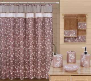 Floral 20 Pc Bathroom Ceramic, Towel, Shower Curtain Set  SABRINA 
