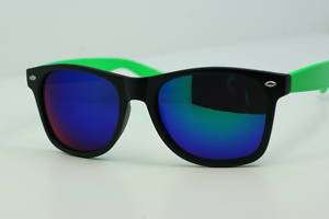 Matted Black Wayfarer Sunglasses Fire Blue Mirror Lens  
