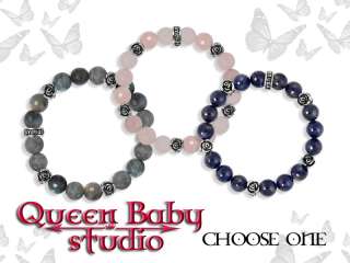 King QUEEN Baby studios 10mm Bracelet Silver ROSES 925  