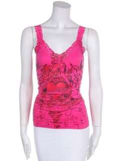 New Tank Top Colorful Tattoo Art Lace Straps  
