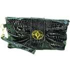 Vecceli Italy Crocodile Skin Embossed Black Clutch Handbag Designed by 