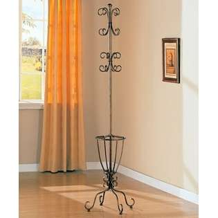 Metal coat rack with umbrella stand in a bronze finish, measures 18 1 