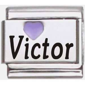  Victor Purple Heart Laser Name Italian Charm Link Jewelry