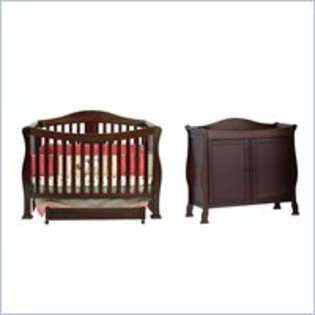   in 1 Convertible Wood Crib Set w, Toddler Rail in Coffee 