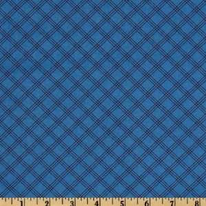  44 Wide Moda Welcome To Bear Country Plaid Blue Fabric 