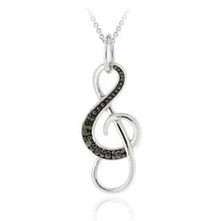  Silver Treble G Clef Music Note Necklace with Crystal 