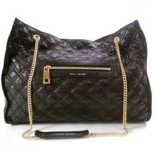 MARC JACOBS Leather Quilted JULIE Bag Purse Tote Black  
