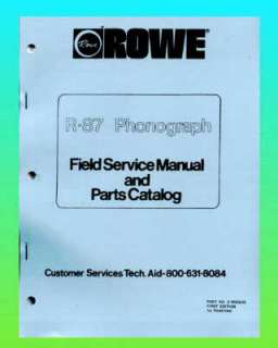 Rowe R 87 Jukebox Field Service & Parts Manual  
