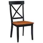   Set of 2 Dining Chairs with Cross Back in Black and Cottage Oak Finish