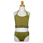 Swimwear 9s Girls Green Butterfly Ruffle Tankini Swimwear Suit 