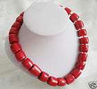 Lovely Tibet Red Coral Silver Necklace large beads 18