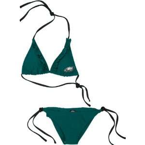   Eagles Womens Green Ruffled String Bikini