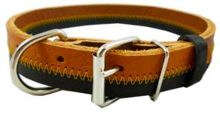 Designer Genuine Leather Tri Color Dog Collar 13 18  