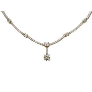  14k White Gold GoldenMine CZ Flower Necklace Jewelry