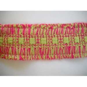  18 Yds Conso Double Cut Fringe Braid Pink and Green 1.5 