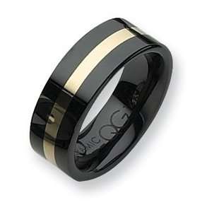  Ceramic Black with 14k Inlay 8mm Polished Band CER37 8.5 