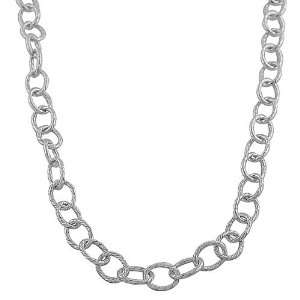  Silver 9 mm Solid Textured Cable Link Chain (20 Inch) Jewelry