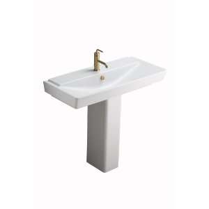Reve 39 Bathroom Pedestal Sink Finish Honed White, Faucet Mount 