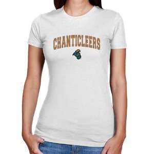 Coastal Carolina Chanticleers Ladies White Logo Arch Slim Fit T shirt 