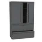     700 Series Lateral File w/Storage Cabinet, 42w x 19 1/4d, Charcoal