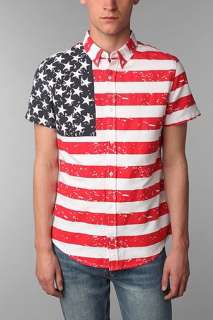 Abel Brown American Flag Short Sleeved Shirt   Urban Outfitters