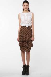 UrbanOutfitters  Vintage Printed Faces Tiered Skirt