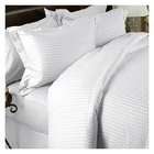   100% Egyptian Cotton STRIPED White Queen Duvet Cover with Fitted Sheet