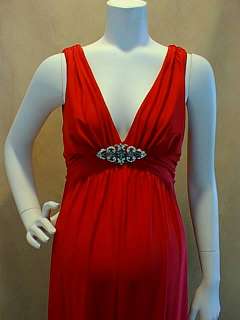 New Long Cranberry Red Maternity Dress Brooch XL Formal  