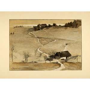  1899 Print Tyrol Sketch House Landscape Path Road Home 