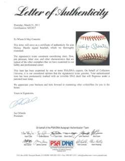 Mickey Mantle Autographed Signed AL Baseball PSA/DNA #M52417  