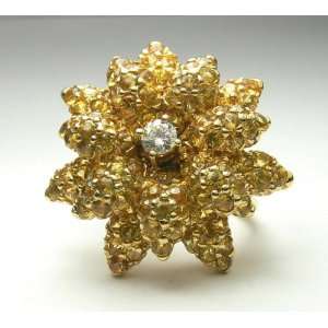   Yellow Sapphire and Diamond Flower Cocktail Ring 