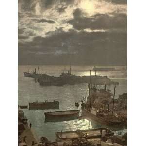  Vintage Travel Poster   Harbor by moonlight II Algiers Algeria 