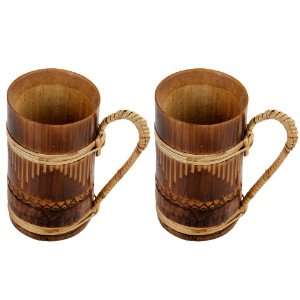  Eco friendly handmade bamboo coffee mugs   set of 2 