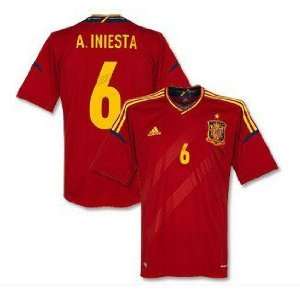  New Soccer Jersey Euro 2012 New Spain Home A. Iniesta # 6 