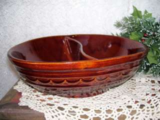 MAR CREST BROWN STONEWARE DIVIDED DISH OVEN PROOF USA  