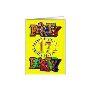  A 17th birthday party invitation card with patchwork 