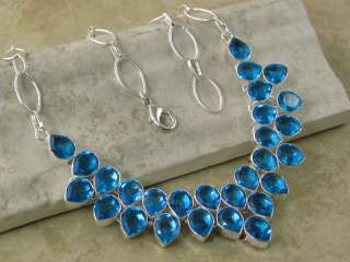  blue topaz like quartz * * * 18.5 inch _silver_ necklace * * *  