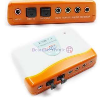 Orange External Usb 7.1 Channel Sound Card Audio Adapter Laptop 
