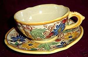 Italy Pottery FB Yellow Sorrento Teacup & Saucer Set  