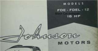 Original 1958 Johnson Motors Outboard Parts Catalog 18HP Models FDE 