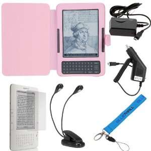  Leather Case + Clear LCD Screen Protector + Dual Reading Clip Light 