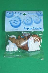 Sale/craft Dress Up Buttons Novelty Themes DOGS PUPPY PARADE  