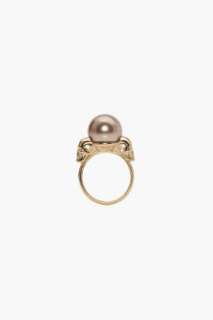 Alexander Mcqueen Skull Pearl Ring for women  