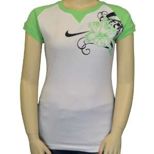   womens Active T Shirt White/Lime Green X Large