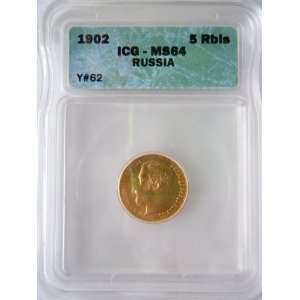  RUSSIA 1902 5 ROUBLES GOLD RUSSIAN COIN 